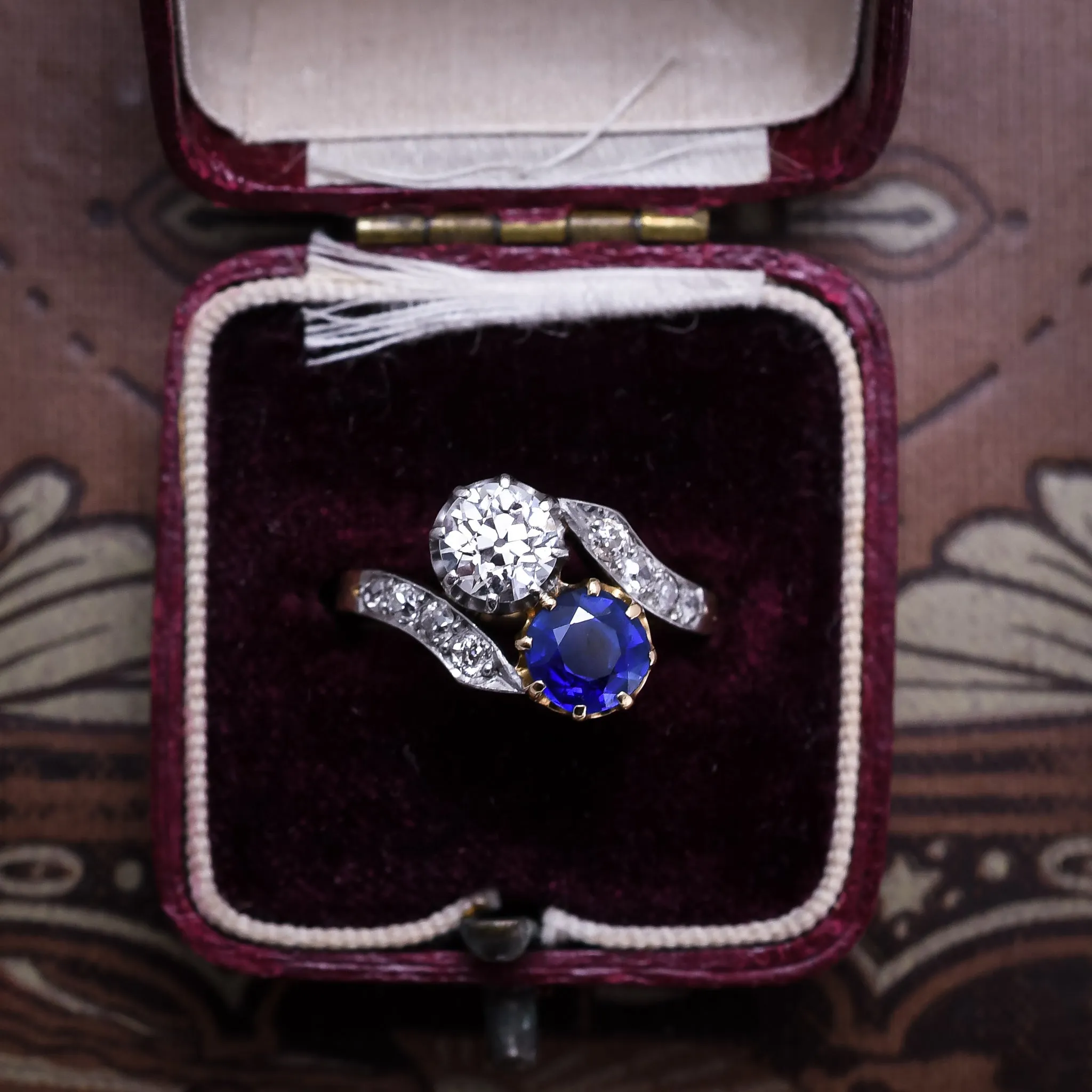 Edwardian Sapphire & Diamond "Toi Et Moi" Engagement Ring