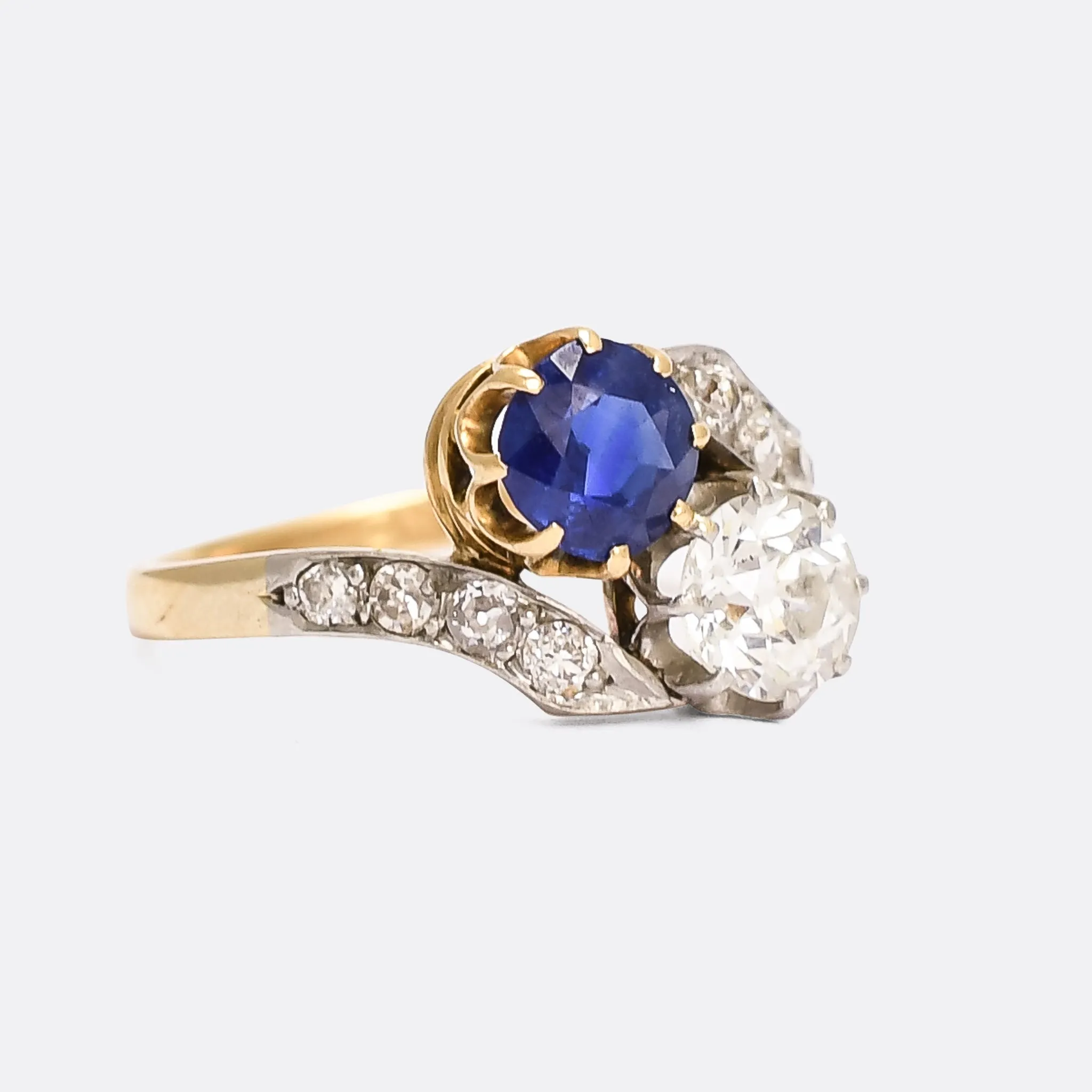 Edwardian Sapphire & Diamond "Toi Et Moi" Engagement Ring