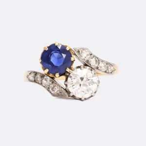 Edwardian Sapphire & Diamond "Toi Et Moi" Engagement Ring