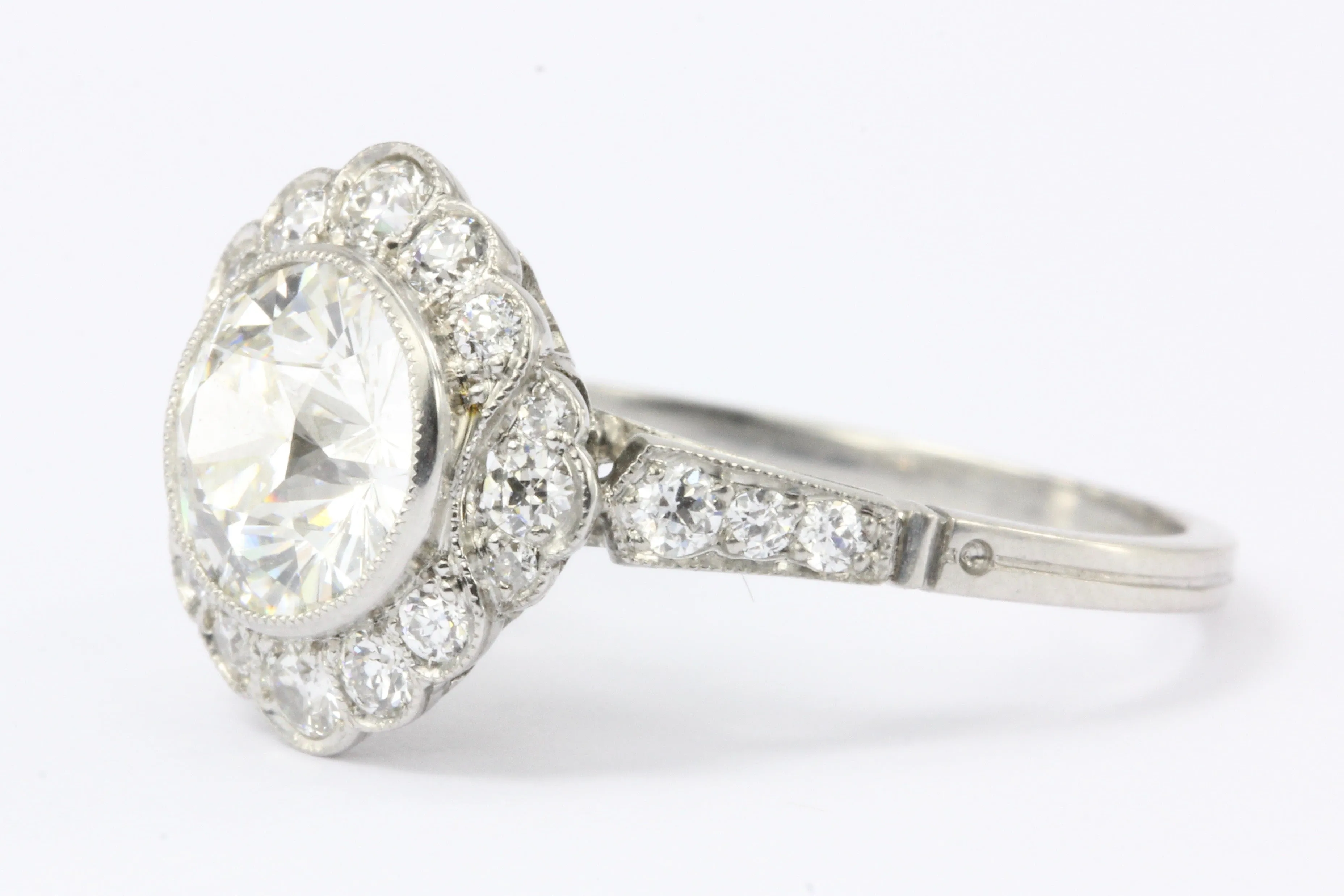 Edwardian Style Platinum 1.5 CT Old European Cut Diamond Ring