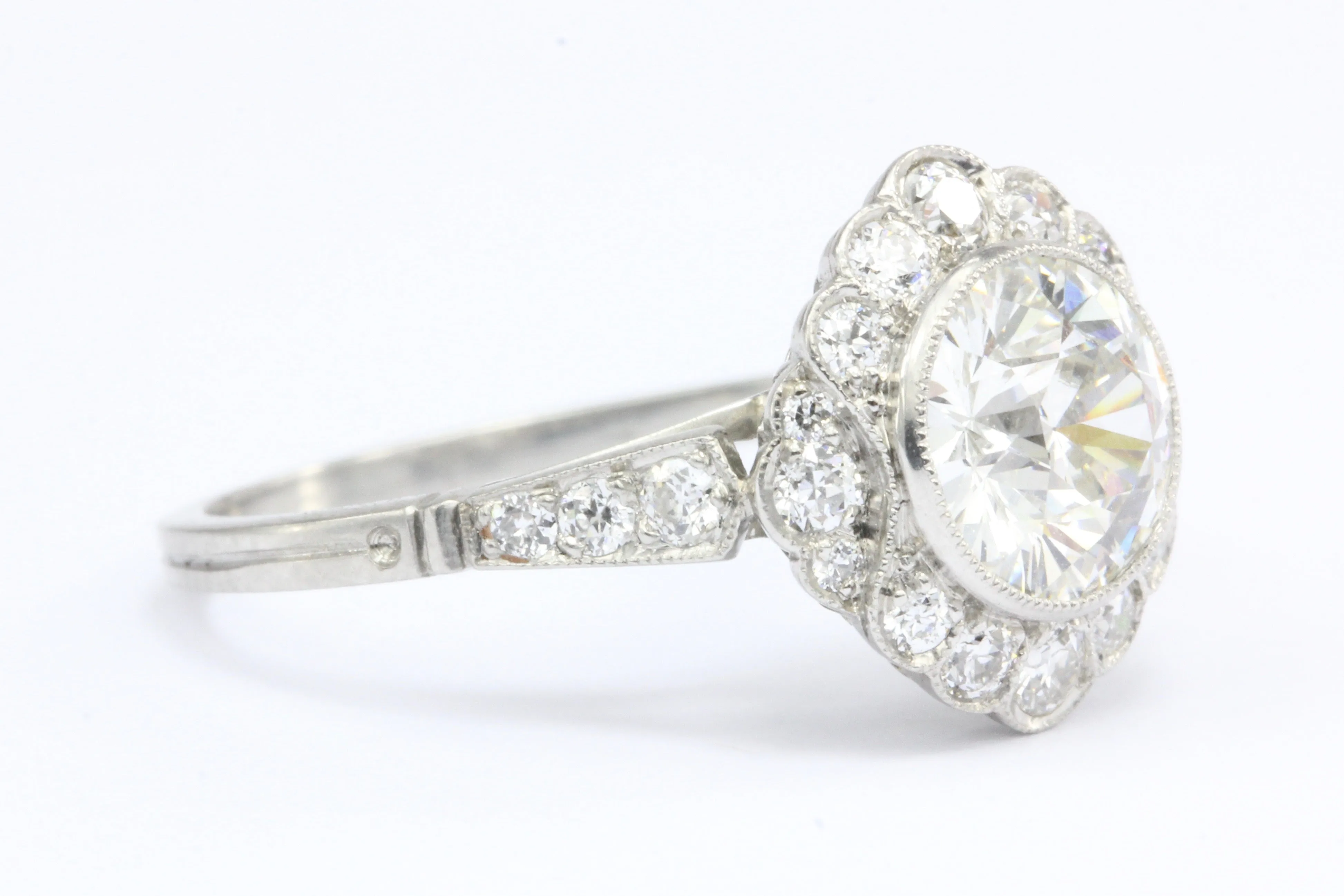 Edwardian Style Platinum 1.5 CT Old European Cut Diamond Ring