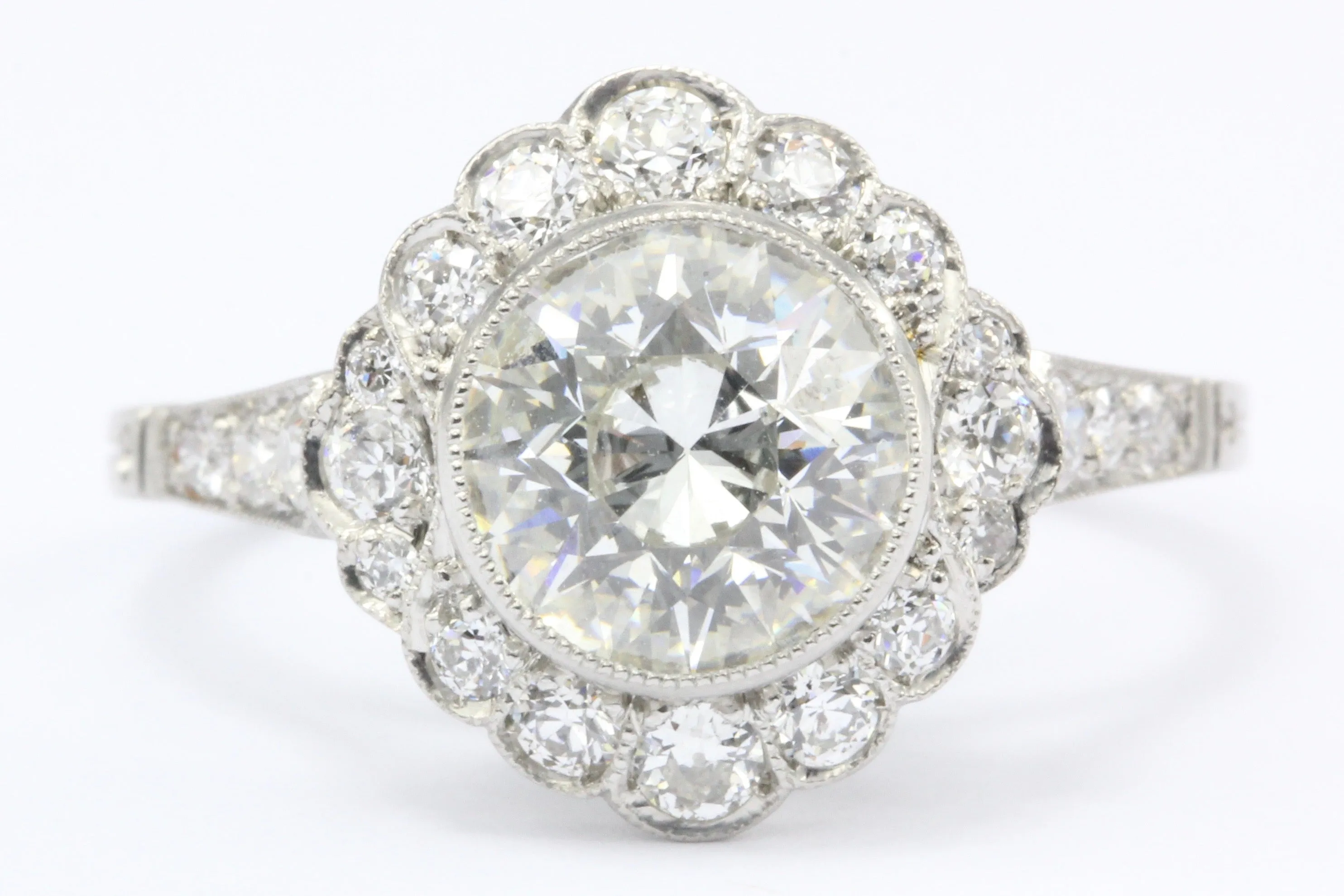 Edwardian Style Platinum 1.5 CT Old European Cut Diamond Ring