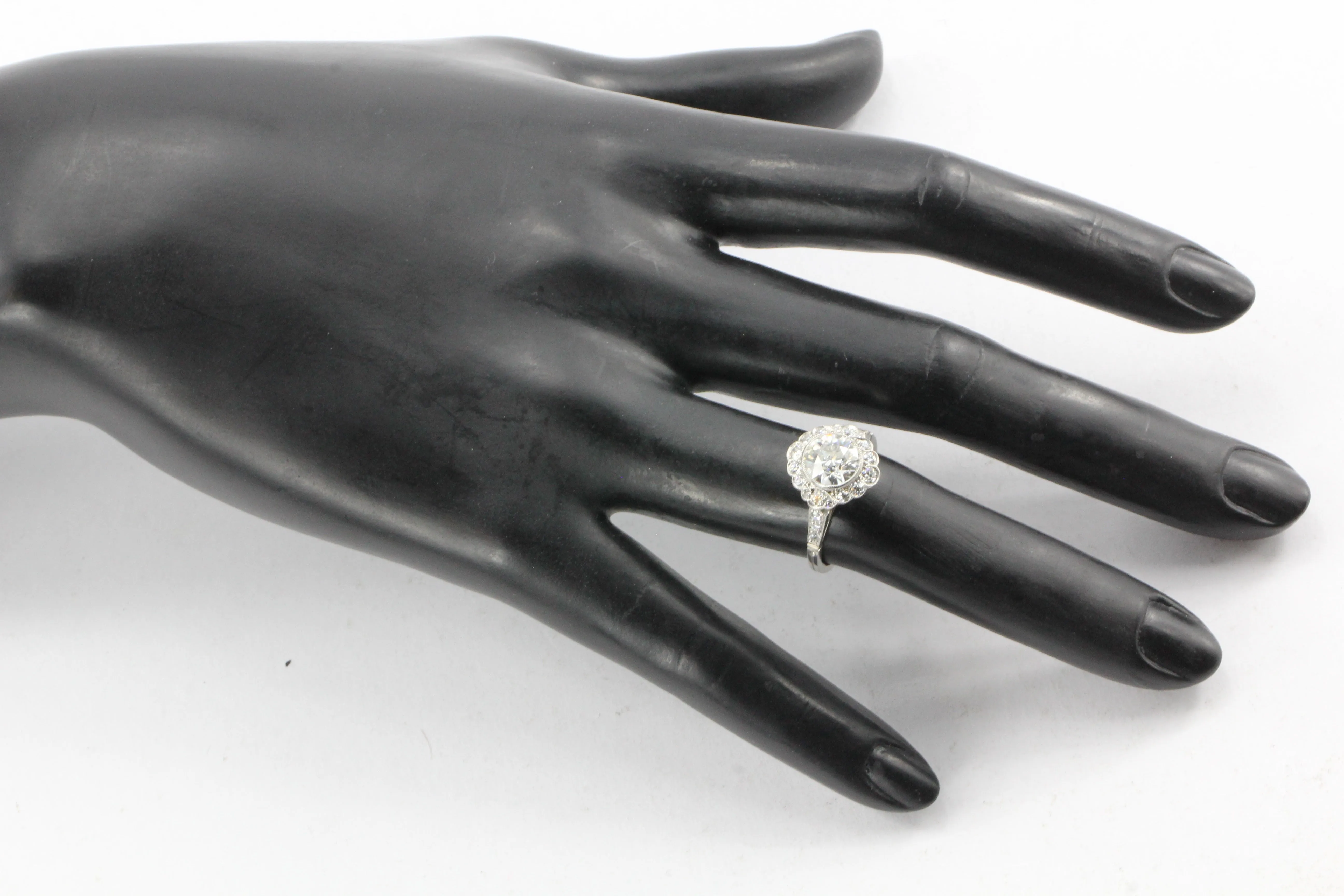 Edwardian Style Platinum 1.5 CT Old European Cut Diamond Ring