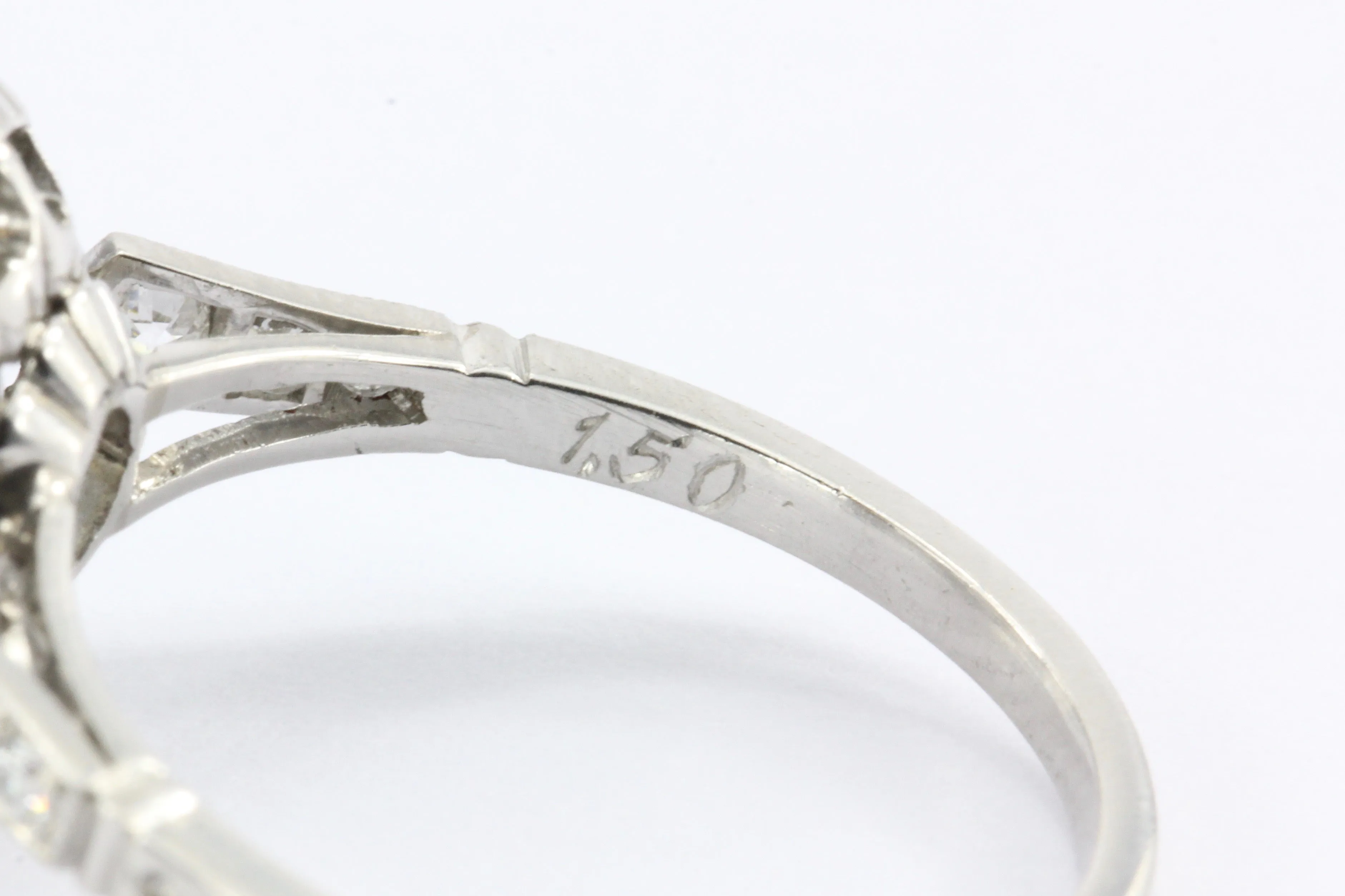 Edwardian Style Platinum 1.5 CT Old European Cut Diamond Ring