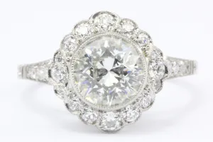 Edwardian Style Platinum 1.5 CT Old European Cut Diamond Ring