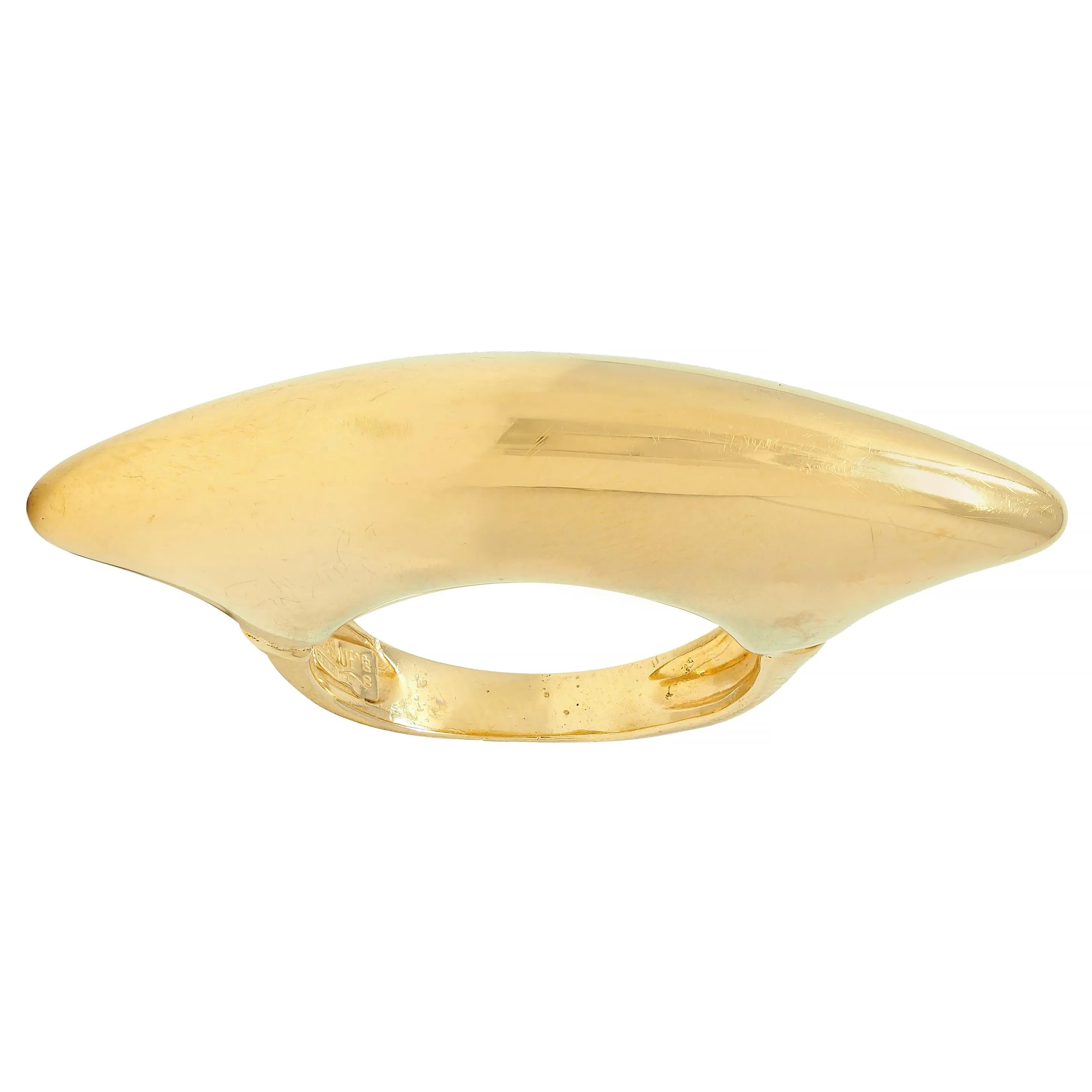 Effedue 1970's 18 Karat Yellow Gold Vintage Domed Bar Ring