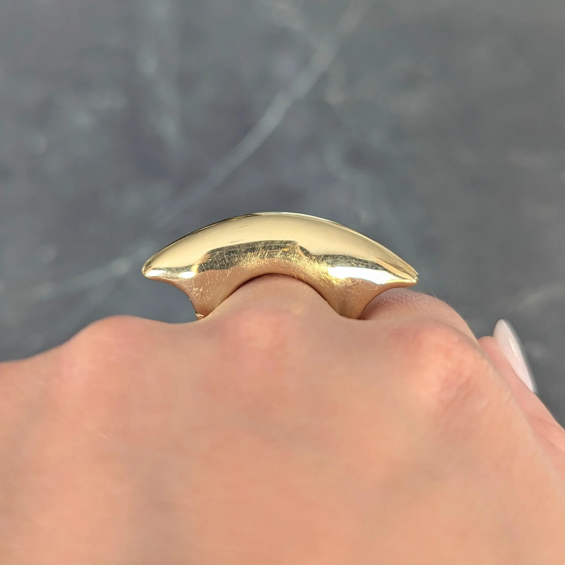 Effedue 1970's 18 Karat Yellow Gold Vintage Domed Bar Ring