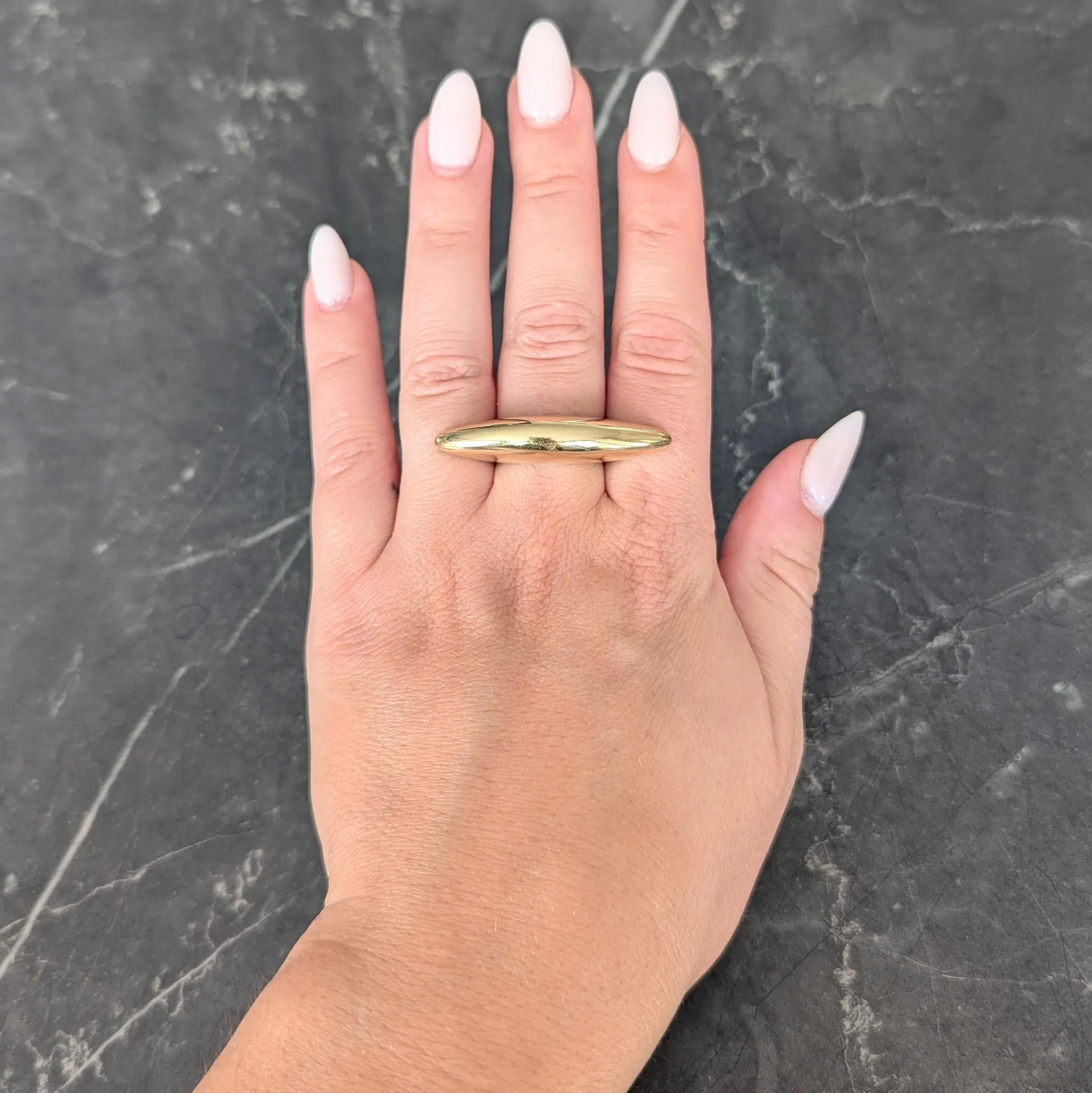 Effedue 1970's 18 Karat Yellow Gold Vintage Domed Bar Ring
