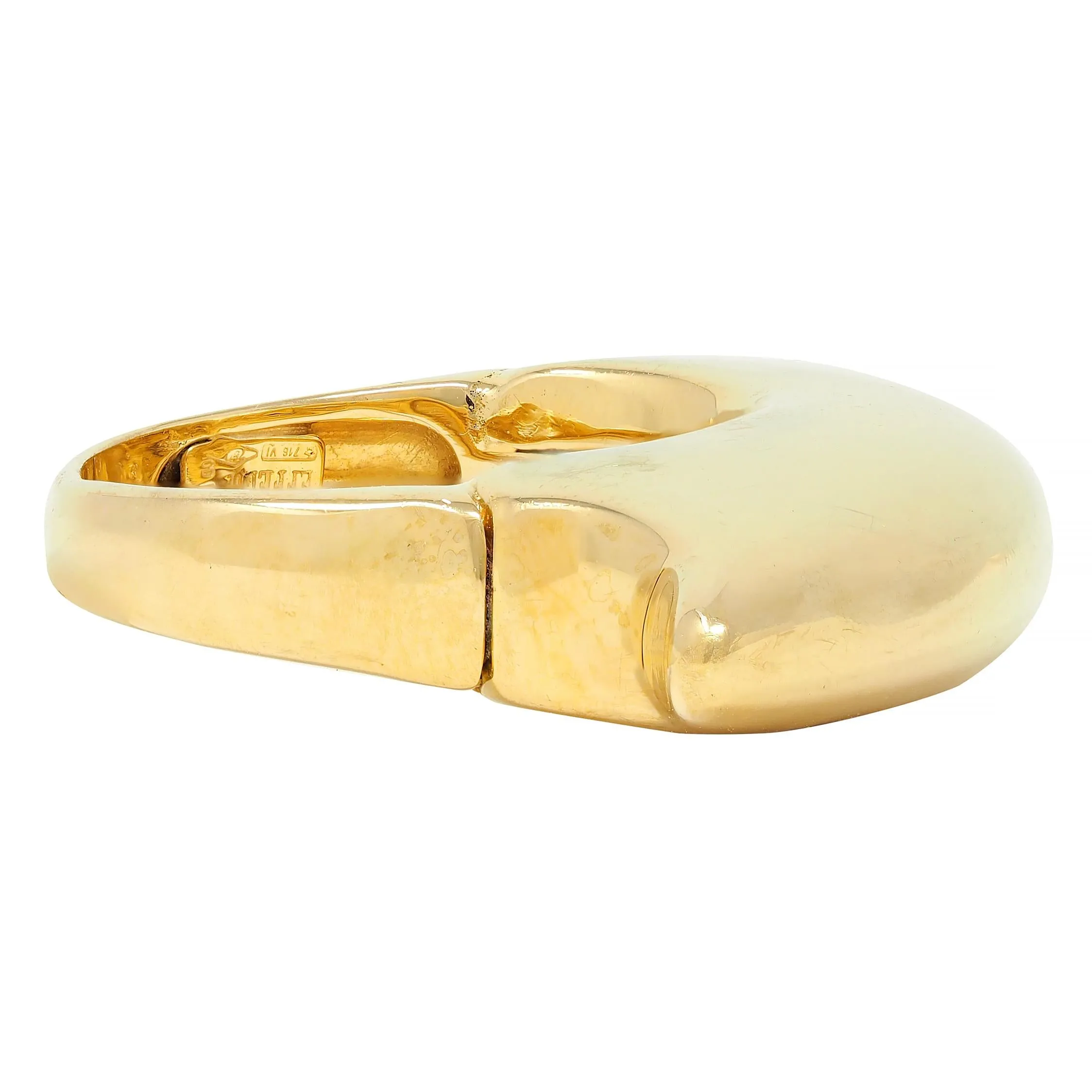 Effedue 1970's 18 Karat Yellow Gold Vintage Domed Bar Ring
