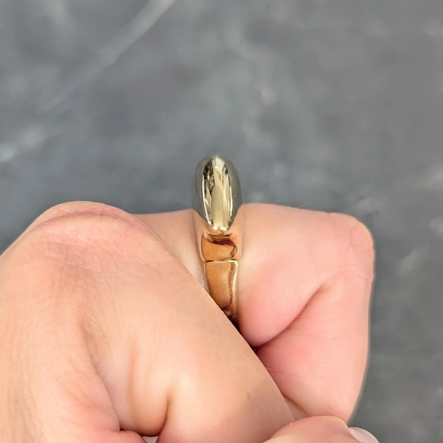 Effedue 1970's 18 Karat Yellow Gold Vintage Domed Bar Ring