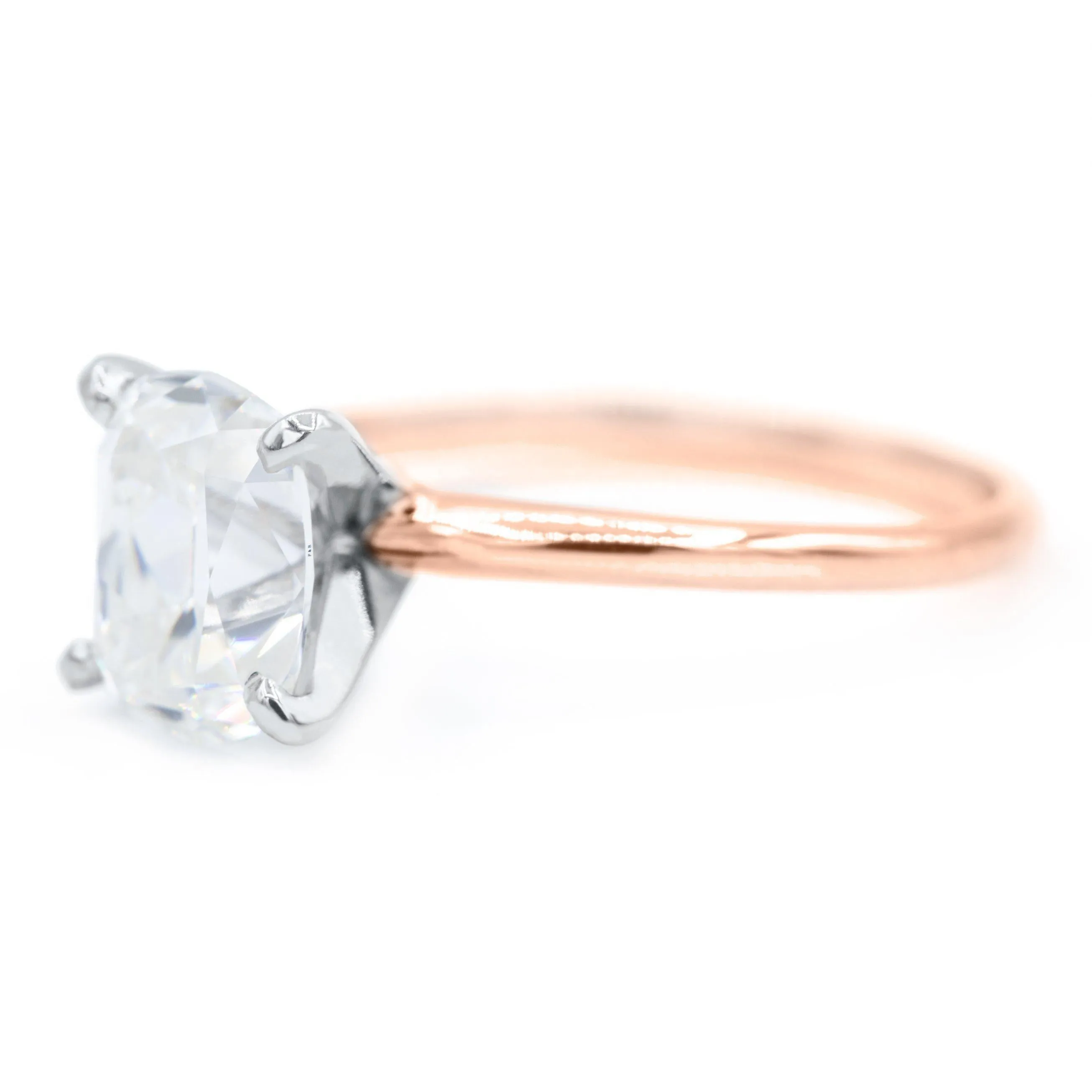 Elongated Cushion Old Mine Cut (OMC) Heirloom Moissanite 4 Prongs FANCY Solitaire Ring