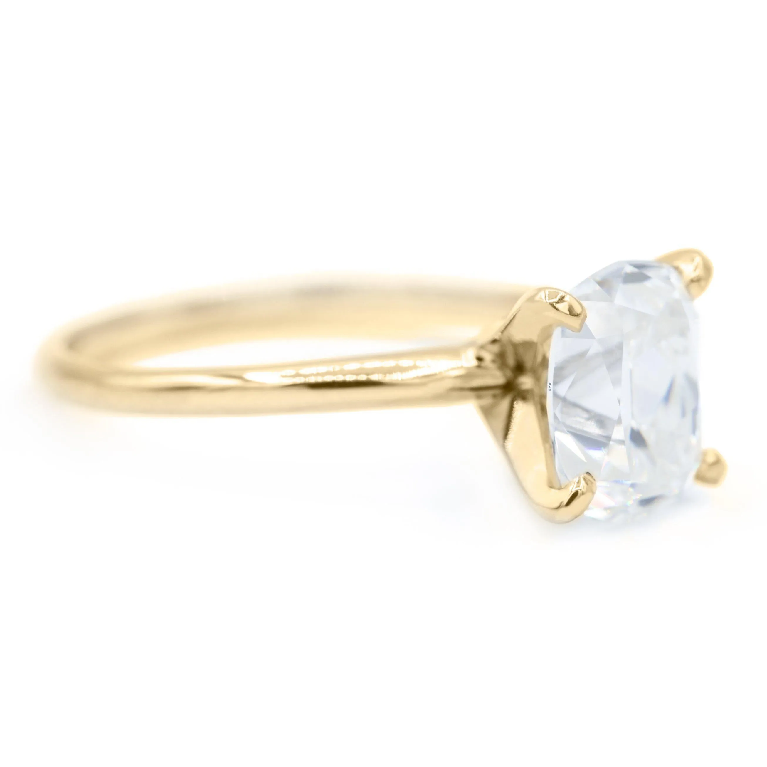 Elongated Cushion Old Mine Cut (OMC) Heirloom Moissanite 4 Prongs FANCY Solitaire Ring