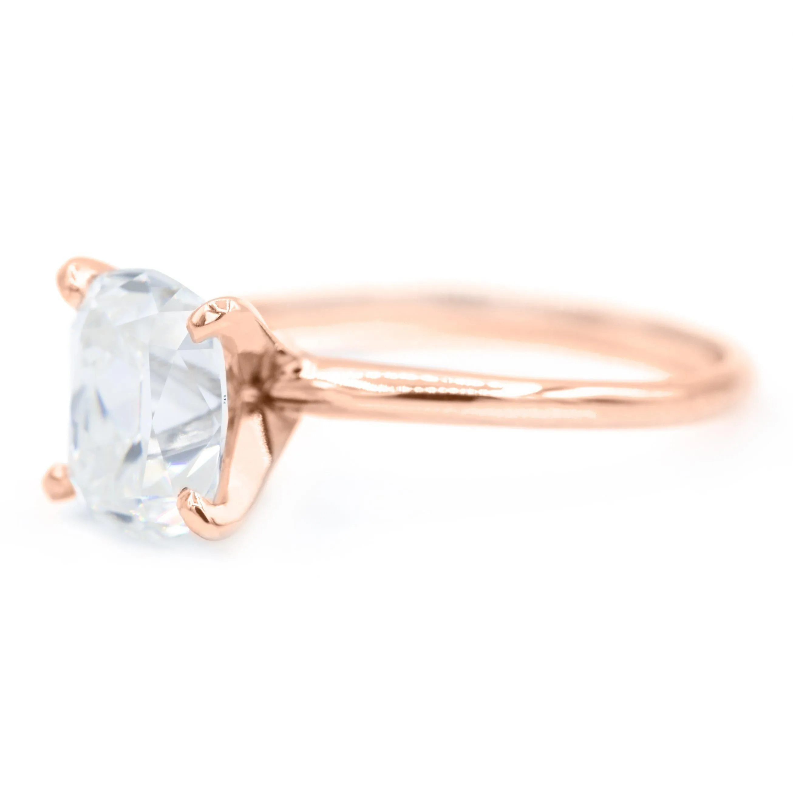 Elongated Cushion Old Mine Cut (OMC) Heirloom Moissanite 4 Prongs FANCY Solitaire Ring