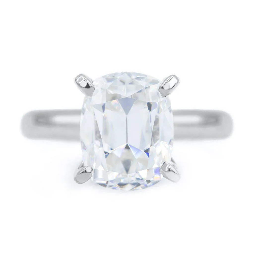 Elongated Cushion Old Mine Cut (OMC) Heirloom Moissanite 4 Prongs FANCY Solitaire Ring