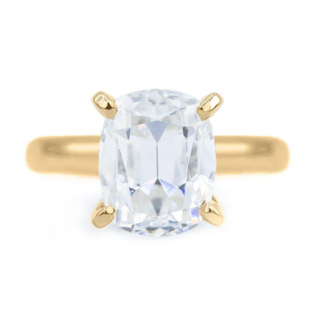 Elongated Cushion Old Mine Cut (OMC) Heirloom Moissanite 4 Prongs FANCY Solitaire Ring