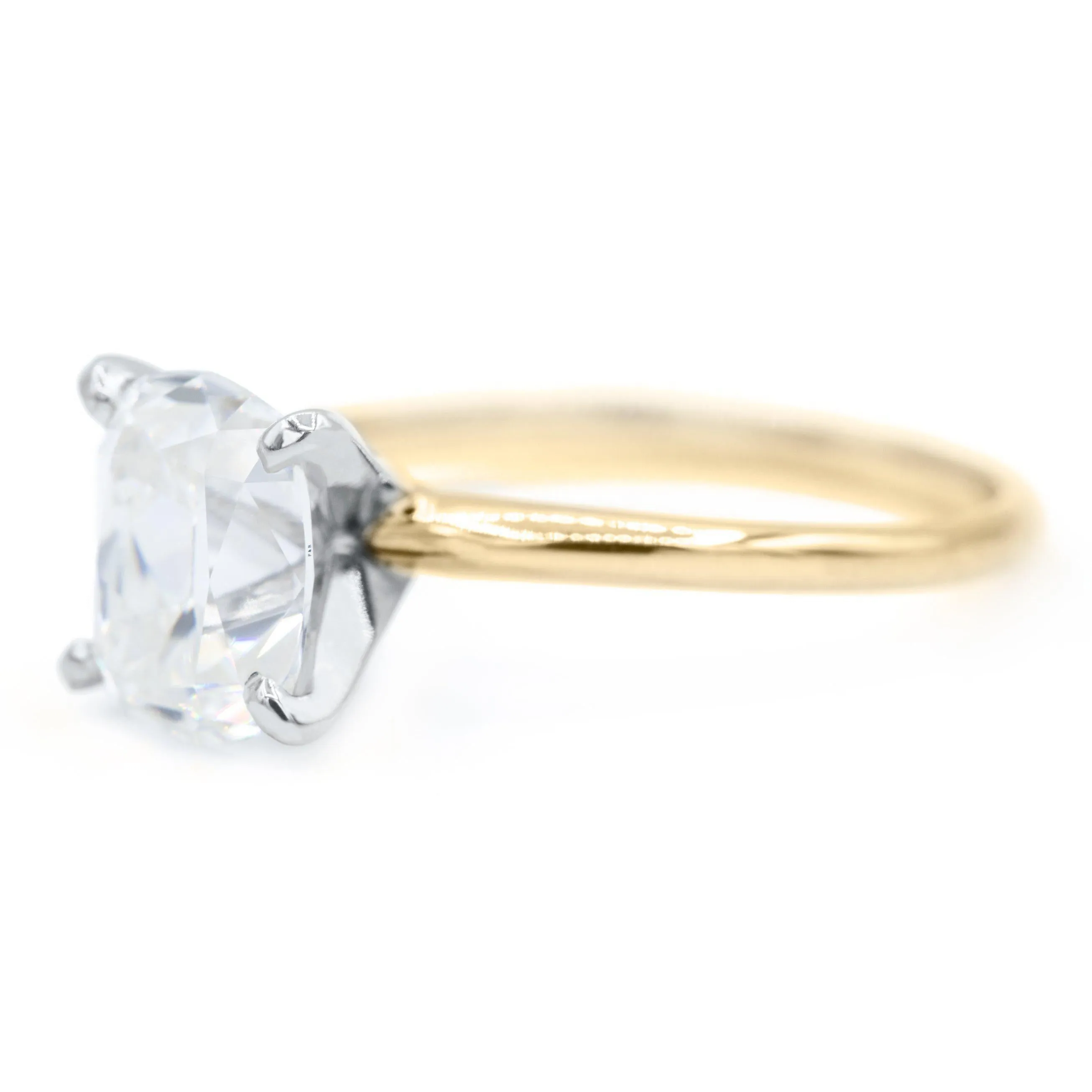 Elongated Cushion Old Mine Cut (OMC) Heirloom Moissanite 4 Prongs FANCY Solitaire Ring