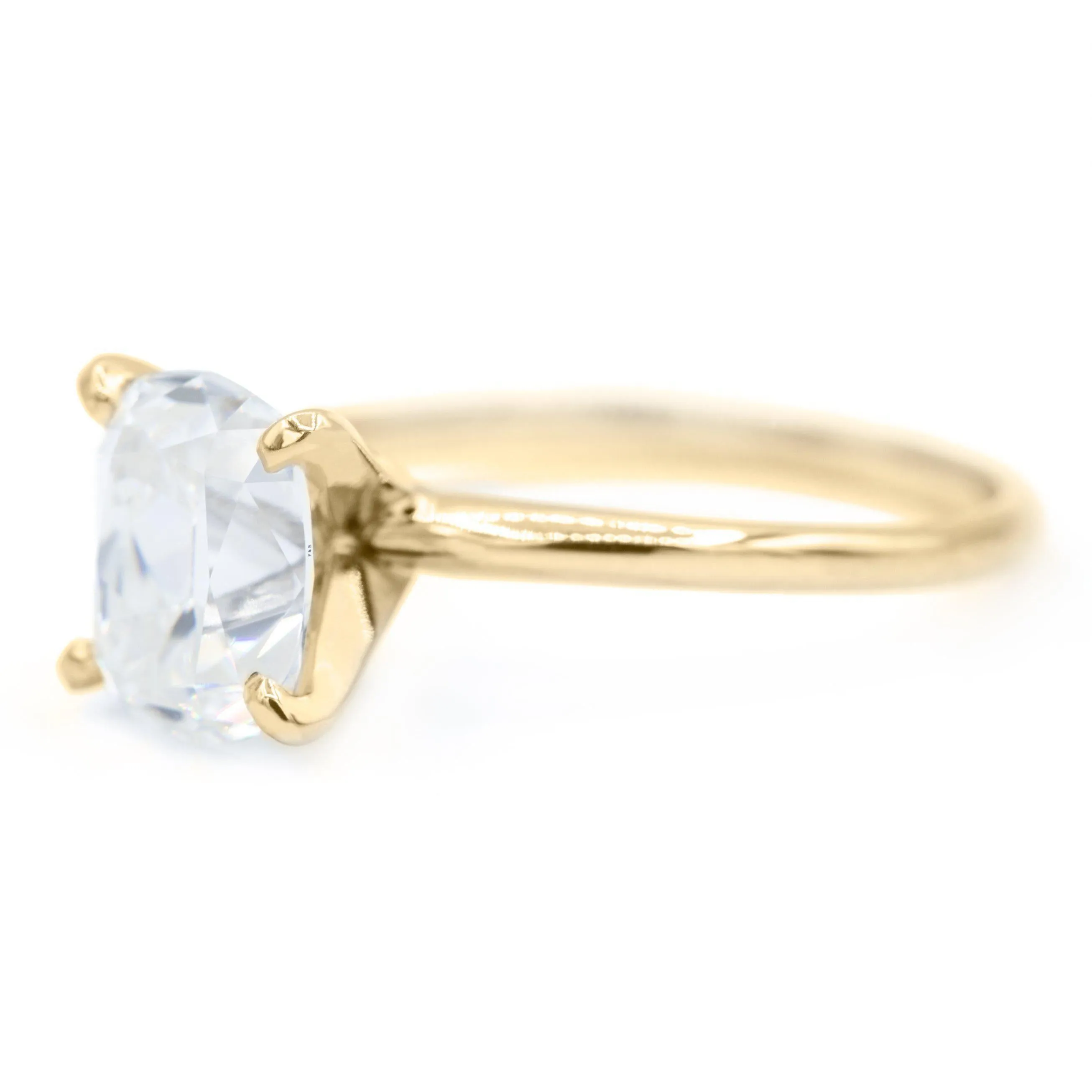 Elongated Cushion Old Mine Cut (OMC) Heirloom Moissanite 4 Prongs FANCY Solitaire Ring