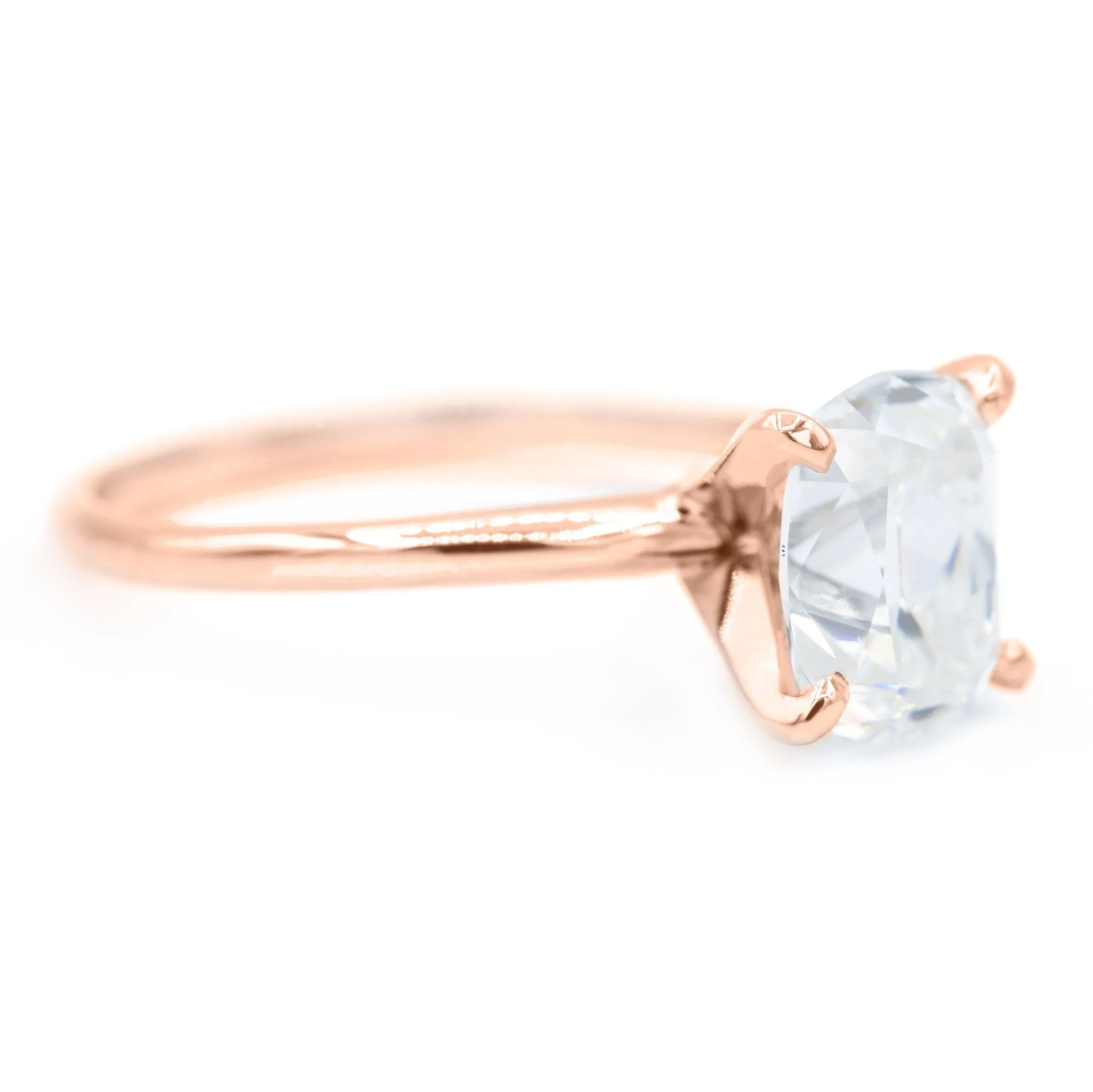 Elongated Cushion Old Mine Cut (OMC) Heirloom Moissanite 4 Prongs FANCY Solitaire Ring
