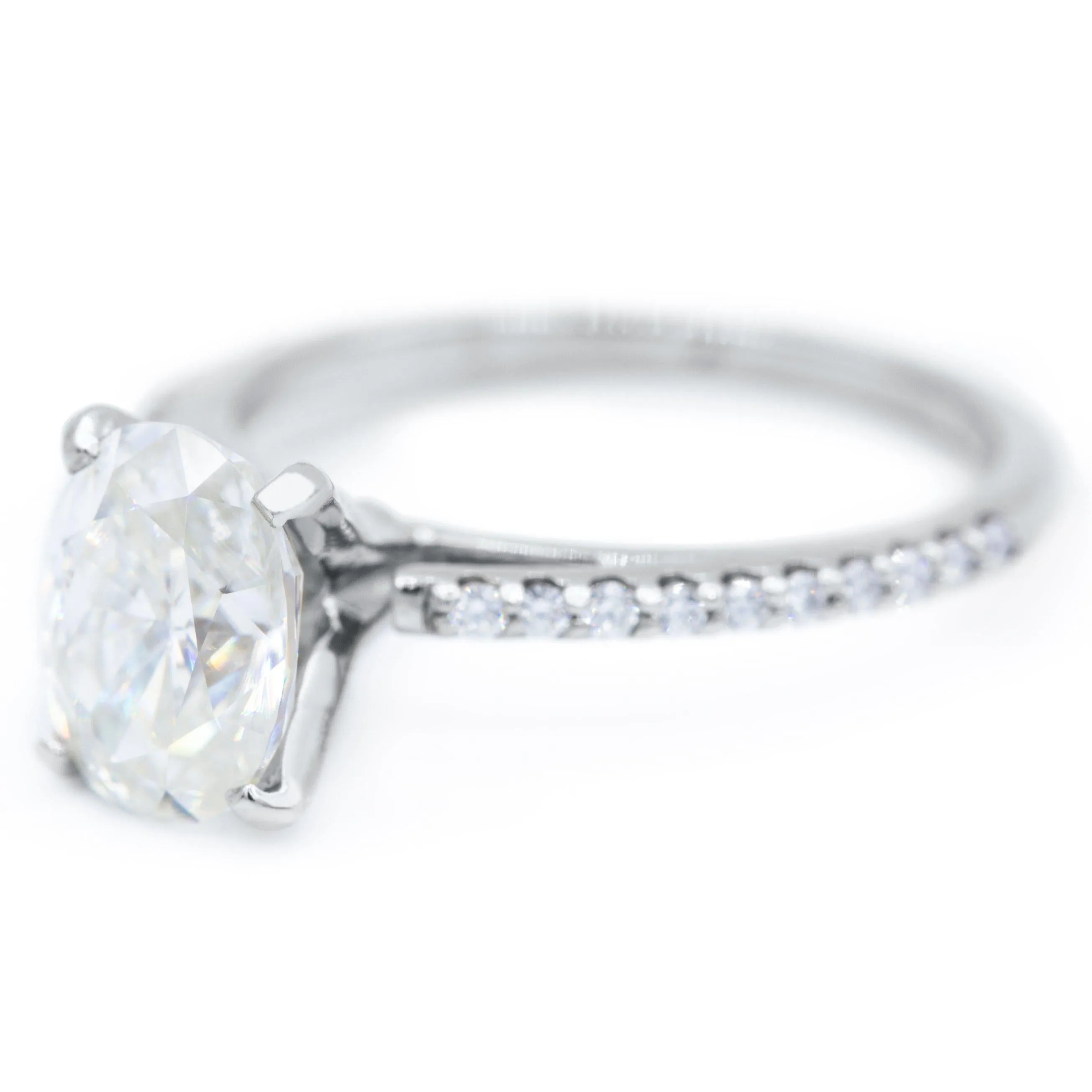 Elongated Cushion Old Mine Cut (OMC) Moissanite 4 Prongs Diamond Accent Ice Solitaire Ring