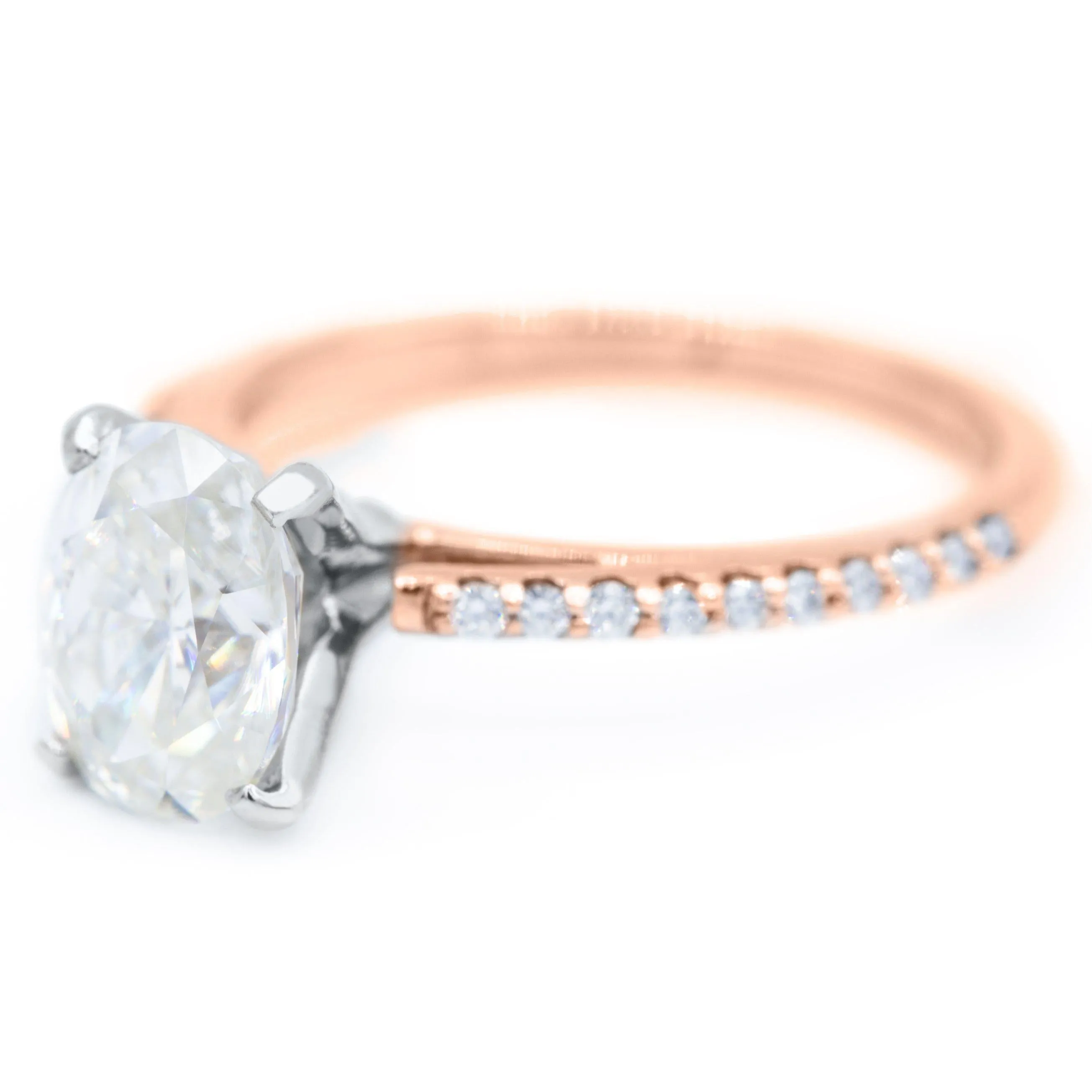 Elongated Cushion Old Mine Cut (OMC) Moissanite 4 Prongs Diamond Accent Ice Solitaire Ring
