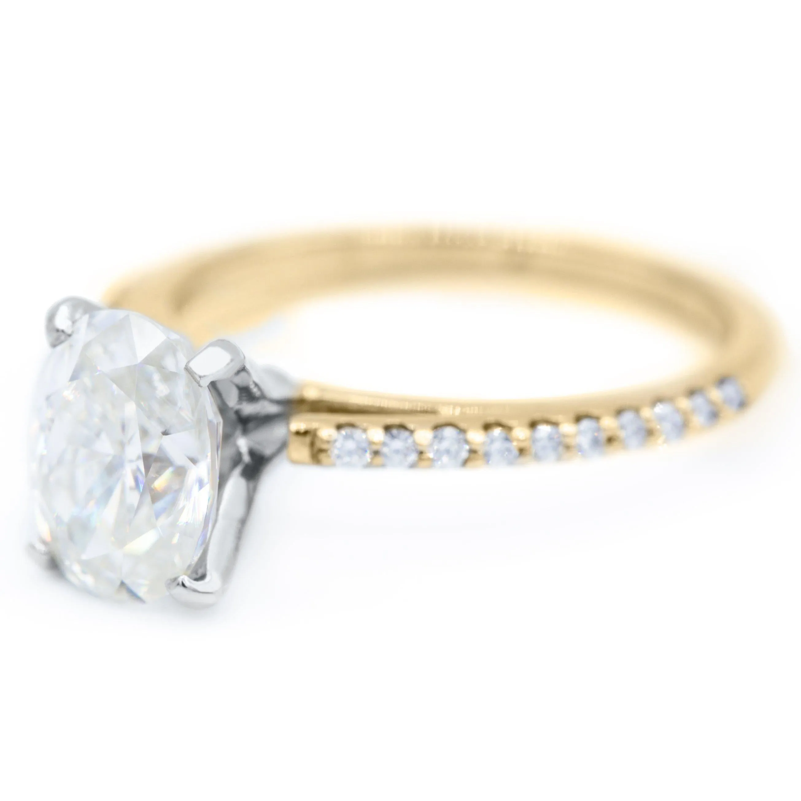 Elongated Cushion Old Mine Cut (OMC) Moissanite 4 Prongs Diamond Accent Ice Solitaire Ring
