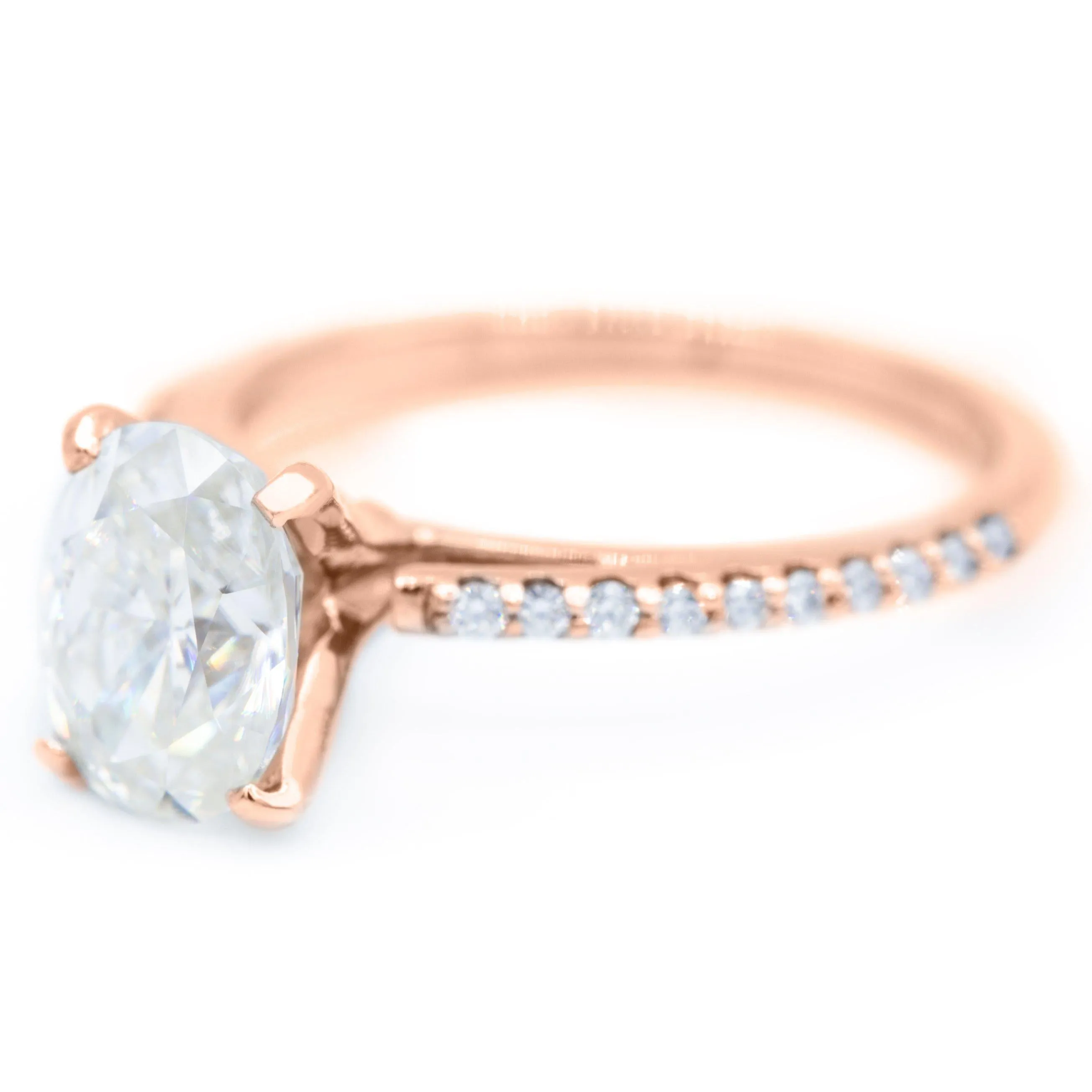Elongated Cushion Old Mine Cut (OMC) Moissanite 4 Prongs Diamond Accent Ice Solitaire Ring