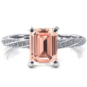Elysia Emerald Champagne Sapphire 4 Prong 3/4 Eternity Diamond Accent Ring
