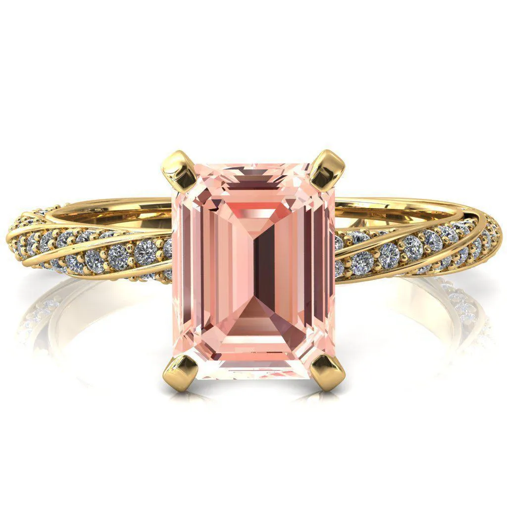 Elysia Emerald Champagne Sapphire 4 Prong 3/4 Eternity Diamond Accent Ring