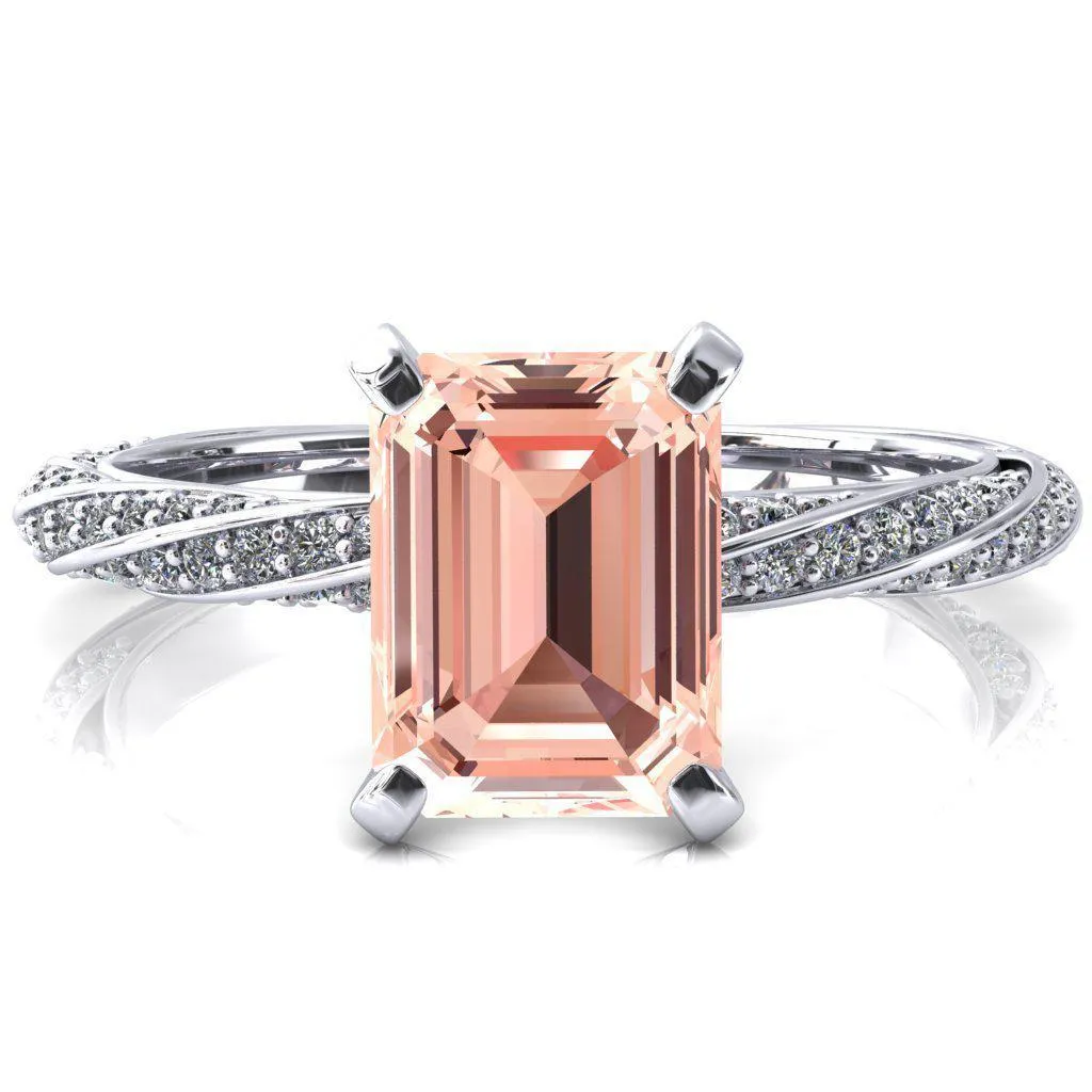 Elysia Emerald Champagne Sapphire 4 Prong 3/4 Eternity Diamond Accent Ring