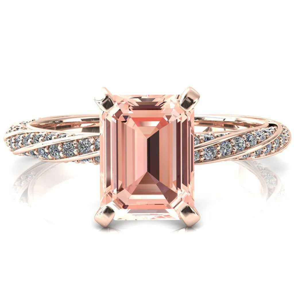 Elysia Emerald Champagne Sapphire 4 Prong 3/4 Eternity Diamond Accent Ring