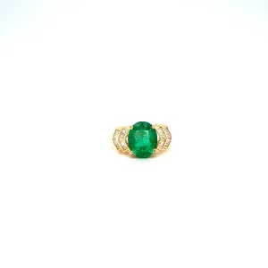 Emerald and Diamond Ring in 14K Yellow Gold - KGR 14242