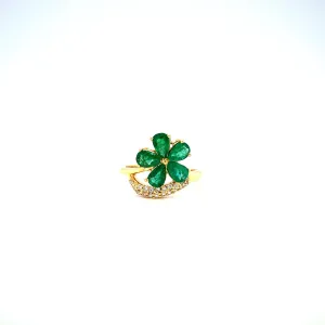 Emerald and Diamond Ring in 14K Yellow Gold - KGR 15209