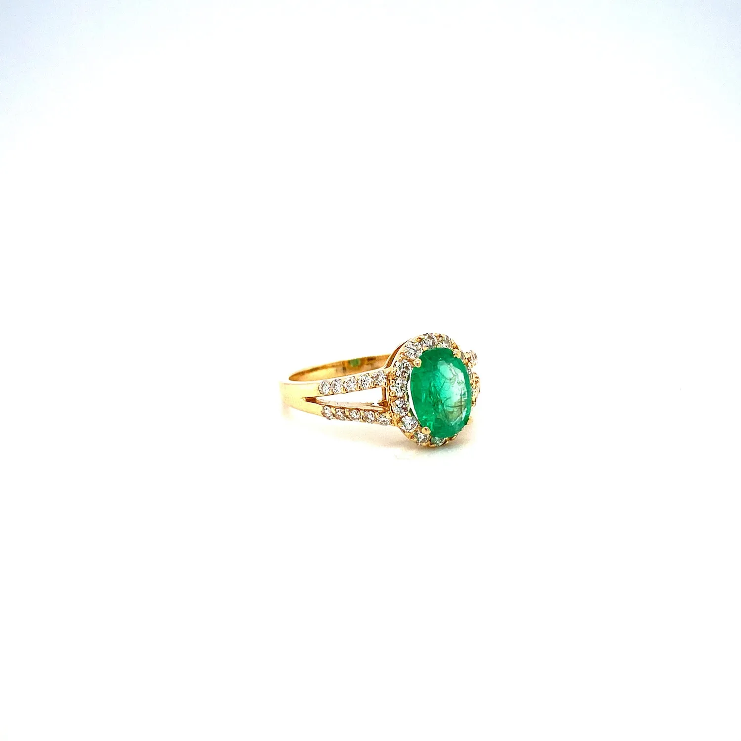 Emerald and Diamond Ring in 14K Yellow Gold - KGR 16325
