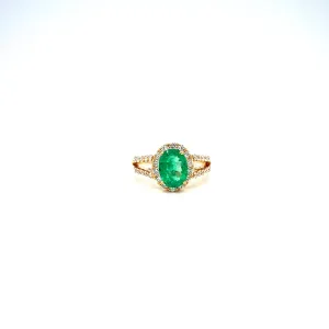 Emerald and Diamond Ring in 14K Yellow Gold - KGR 16325