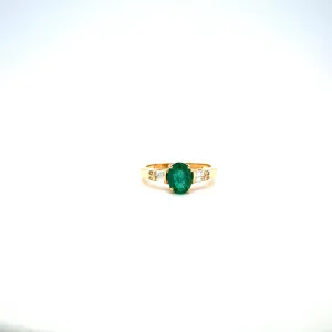 Emerald and Diamond Ring in 14K Yellow Gold - KGR 17110