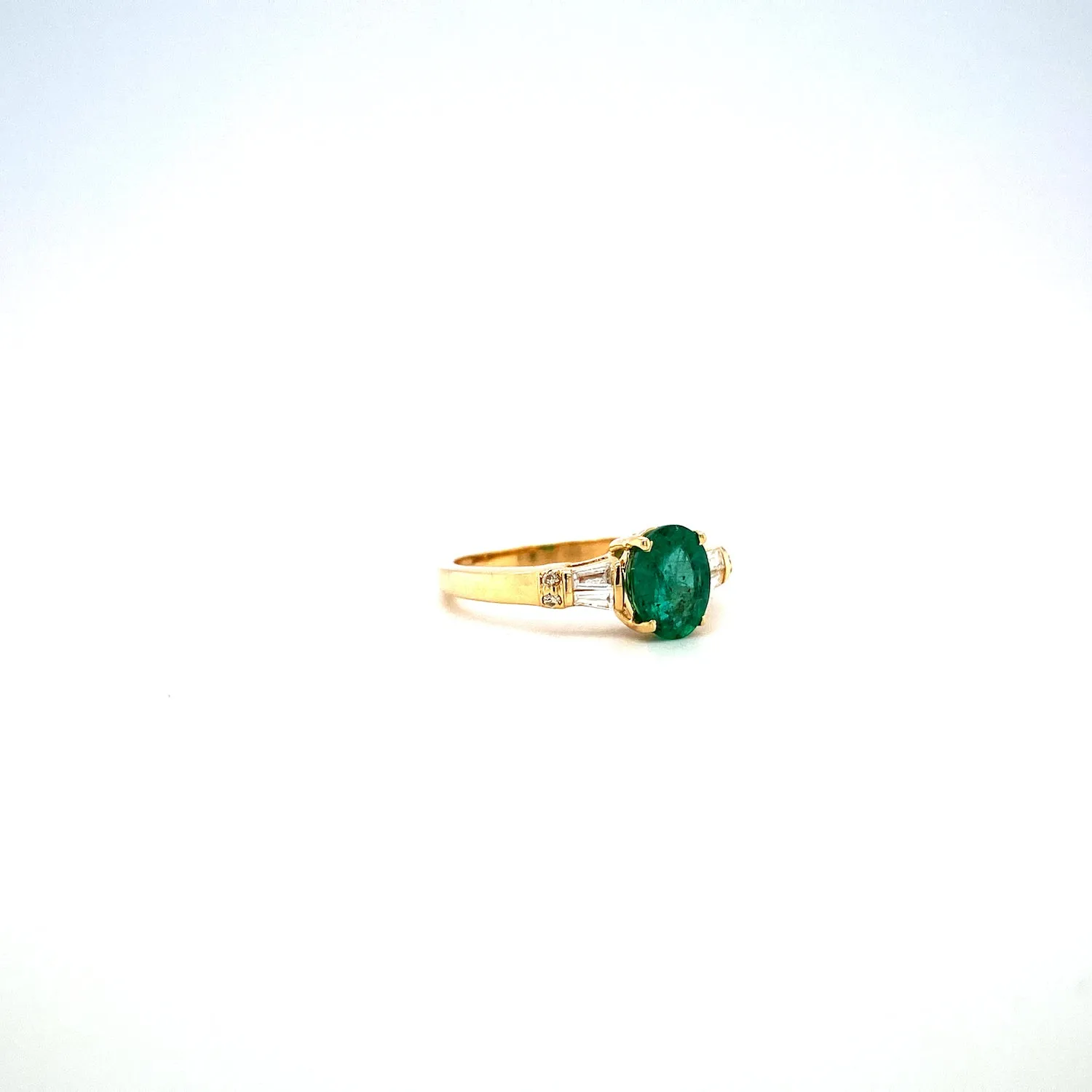 Emerald and Diamond Ring in 14K Yellow Gold - KGR 17110