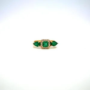 Emerald and Diamond Ring in 14K Yellow Gold - KGR 17128