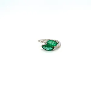 Emerald and Diamond Ring in 18K White Gold - KGR 12730
