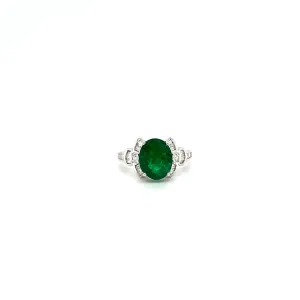 Emerald and Diamond Ring in 18K White Gold - KGR 12792