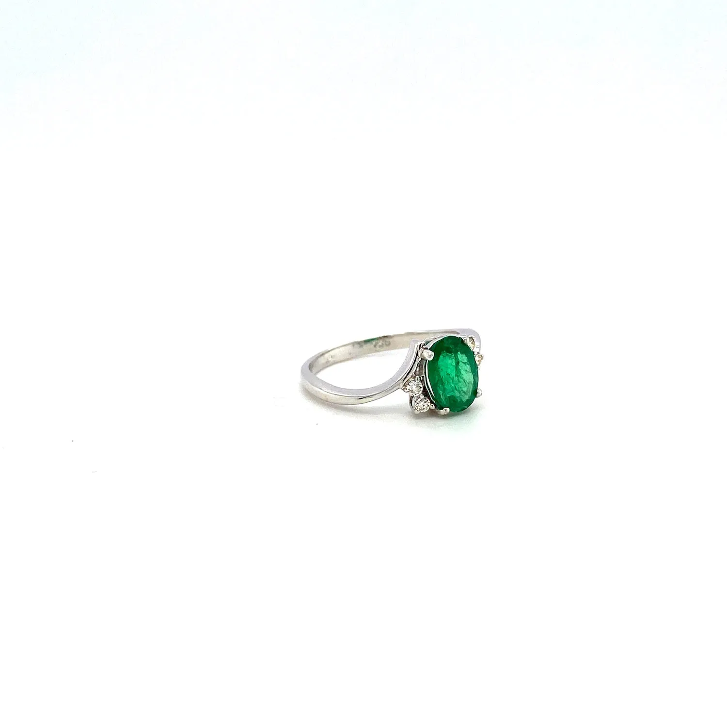 Emerald and Diamond Ring in 18K White Gold - KGR 13679