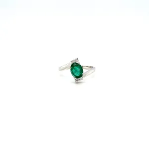 Emerald and Diamond Ring in 18K White Gold - KGR 14217