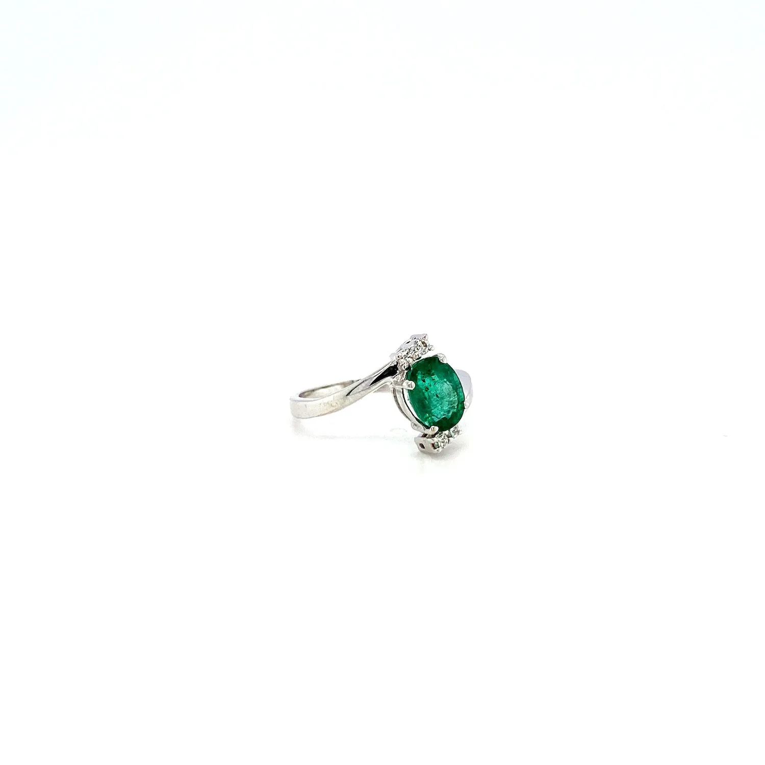 Emerald and Diamond Ring in 18K White Gold - KGR 14217