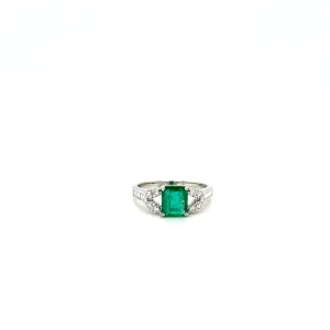 Emerald and Diamond Ring in 18K White Gold - KGR 14322