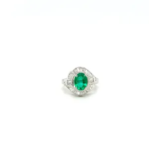 Emerald and Diamond Ring in 18K White Gold - KGR 15249