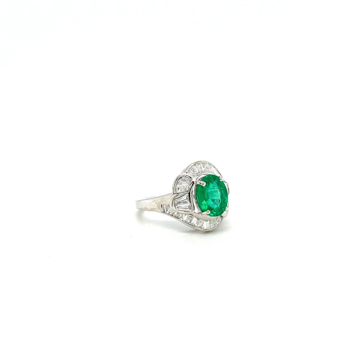 Emerald and Diamond Ring in 18K White Gold - KGR 15249