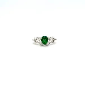 Emerald and Diamond Ring in 18K White Gold - KGR 15863
