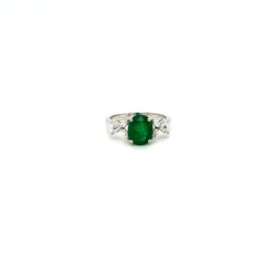 Emerald and Diamond Ring in 18K White Gold - KGR 16046