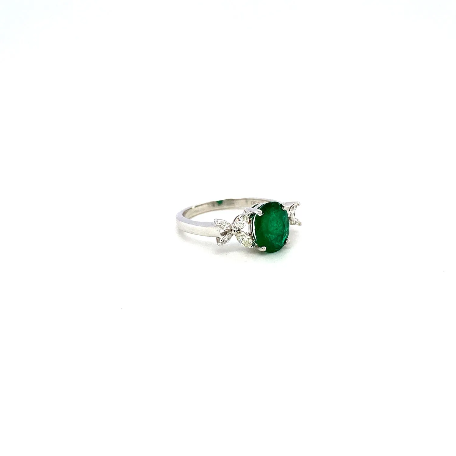 Emerald and Diamond Ring in 18K White Gold - KGR 16046