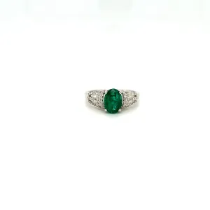 Emerald and Diamond Ring in 18K White Gold - KGR 16052