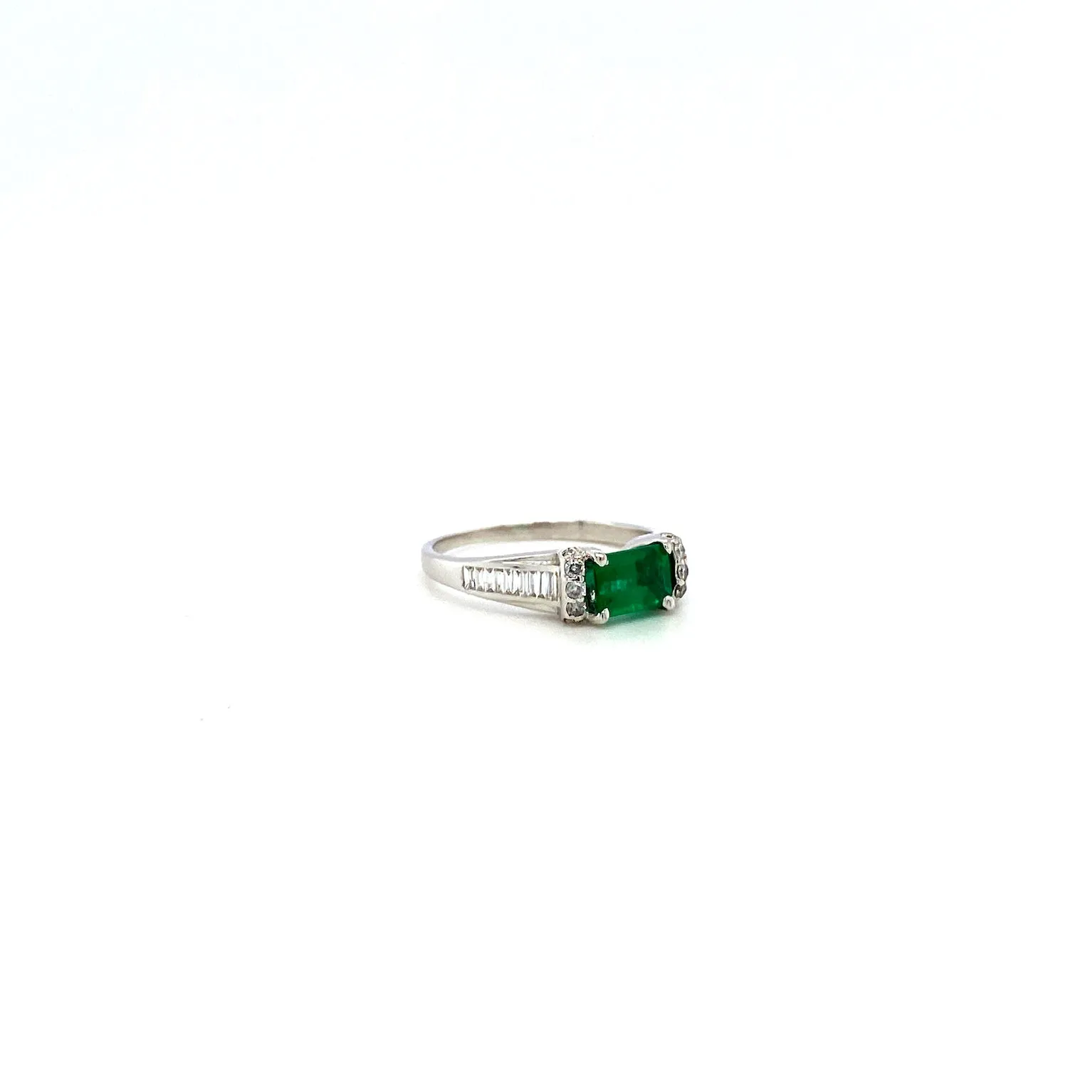 Emerald and Diamond Ring in 18K White Gold - KGR 16089